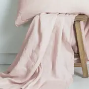 M Home French Linen Fitted Sheet Blush