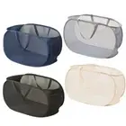 4 Pcs Foldable Laundry Hamper, Mesh Laundry Basket with Black/Blue/Beige/Gray