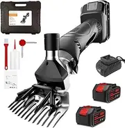 500W Electric Cordless Sheep Shears, 6 Speeds Sheep Shearing Clippers with 2 Rechargeable Lithium Battery, Stainless Steel Blade Heavy Duty Animal Grooming Clippers for Farm Livestock Pet