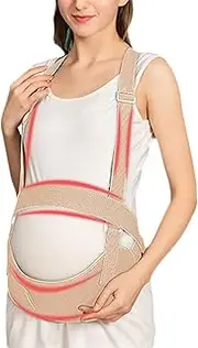 [CUSMA] Pregnancy Support Belt, Maternity Belly Bands, Breathable Abdominal Binder Back Support, After Birth Postpartum Back Support,Beige,XL