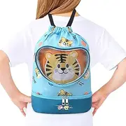 Kids Pool Backpack,Waterproof Swimming Beach Backpack - Dry Wet Separated Cartoon Drawstring Lightweight Pool Accessories for Beach School Use Travel Activities Sports Camping Gym