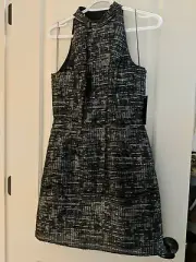 Aidan By Aidan Mattox Black Gold Mock Neck Cocktail Dress, New, Sz 2