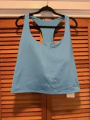 NWT Size 4X Fabletics Anywhere Built-In Bra Tank Top in Riptide Blue MSRP $59.95