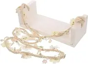 UPKOCH Wooden Swing Photography Prop for Newborns Charming Photo Decoration with Floral Accents for Newborn Photography and Home Decor for Capturing Special Moments
