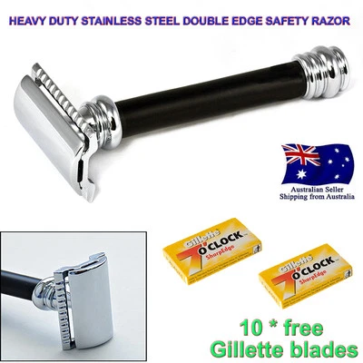 Men Barber pole Safety Razor Double Edge Razors+10 Free Blades &Pouch travel kit