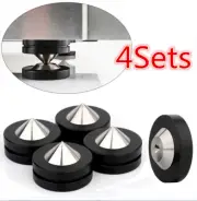 4Sets HIFI Speaker AMP Stainless Steel Stand Isolation Feet Spike + Base Pads