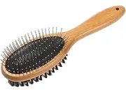 KylePet Dog Brush, Double Sided Pet Slicker Brush with Bamboo Handle for Dogs and Cats Long Hair Pets Grooming Comb for Removing Shedding, Tangles and Dead Undercoat
