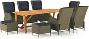 9 Piece Outdoor Furniture Set for Patio, Porch and Garden - Brown Table, Chairs, Cushions - Dining, Bistro, Conversation Sets