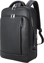 Tiding Genuine Leather Expandable Backpack for Men Women 15.6" Laptop Back Pack Work Business Travel Shoulder Daypacks