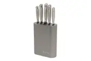 STANLEY ROGERS METALLIC PEWTER VERTICAL OVAL 6 PIECE KNIFE BLOCK SET