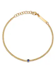 Zoe Chicco 14K Yellow Gold Curb Chain Blue Sapphire Bezel Bracelet