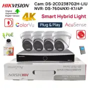 Hikvision 4CH 4K CCTV System 8MP ColorVu+IR IP Camera Smart Hybrid Light MIC POE