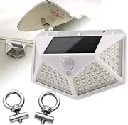 Caravan Awning Wall Light, 100LED Solar Motion Sensor Exterior Waterproof Porch Lamp with 2Pcs Rail Stoppers(1pc)