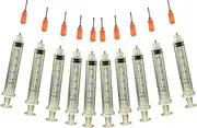 Creative Hobbies Glue Applicator Syringe for Flatback Rhinestones & Hobby Crafts 5 Ml with 15 Gauge Orange Precision Tip - Value Pack of 10