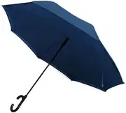 Portable Large Golf Umbrella Auto Open Reverse Umbrella Windproof Inverted Stick Umbrella Double Canopy Vented Cane Umbrella for Men Women Business