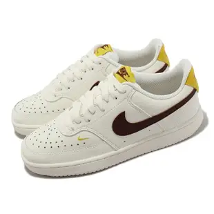 【NIKE 耐吉】休閒鞋 Wmns Court Vision Low 女鞋 米白 黃 咖啡 復古 低筒(CD5434-117)