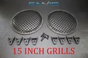 (2) 15 INCH STEEL SPEAKER SUB SUBWOOFER GRILL MESH COVER W/ CLIPS SCREWS GLKT-15
