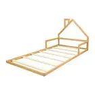 Palermo Pine Floor Bed House Frame in Wood for Kids and Toddlers - King Single