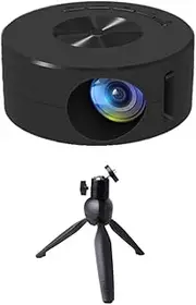 huanzhi Mini Projector LED Home Media Player Audio Portable Projectors with Projector Stand USB Projection Same Screen Mirror-B