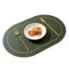 Reusable Dining Table Mat Space-saving Placemat Heat Resistant Faux Leather Set