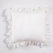 Plobeca Ruffled Pillow Shams,Cotton Embroidered Ruffled Pillow Cases for Bedding Pillow Covers,Sofa Bedside Pillow case (Spherical Floret)