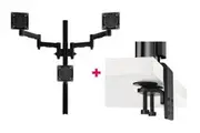 Atdec AWMS-3-TH467 Triple Monitor "Stack" Desk Mount and Heavy-Duty F Clamp Desk Fixing, Black