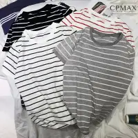 在飛比找樂天市場購物網優惠-CPMAX 韓版條紋修身短袖T 短T桖 男短T 短袖T恤 五