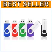 Swivel 128GB USB Flash Drives - 5-Pack with Durable Metal Cover & Lanyard Slot