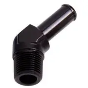 Aeroflow Male NPT to Barb 45° Adapter 1/8" to 1/4", AF845-04BLK