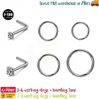 F136 Titanium Nose Rings Hoop Studs Piercings Jewellery for Ear Helix Cartilage