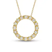 0.5 CT. T.W. Natural Diamond Collar Open Circle Pendant in 10K Yellow Gold