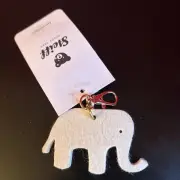 Steiff Felt White Elephant Key Chain Clip Accessory, Brand-New with tag