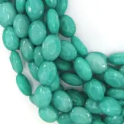 18mm green jade flat oval beads 16" strand