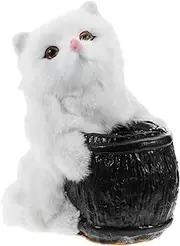 HOMSFOU Cute Cat Plush Desk Organizer Soft Stuffed Doll Model for Pens Animal Figurine present for Cat Lovers Comfortable Touch Craftsmanship