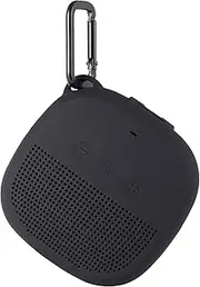 [Aotnex] Carrying Case for Bose SoundLink Micro Case with Portable Metal Hook for Easy Carrying, Soft Silicone Shockproof Cover Fits Bose Micro Bluetooth Speakers for Secure Outdoor Protection(Black)