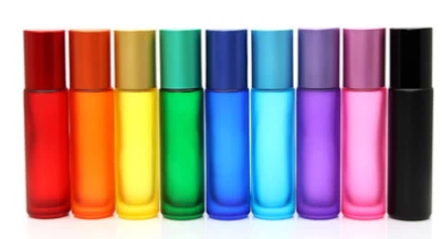 5x10ml Gradient Empty Glass Roll Bottle Metal Roller Ball Essential Oil Bottles