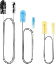 Patelai 3 Pieces Aquarium Filter Hose Brush Stainless Flexible Tube Cleaning Long Brush Double-Ended Bent Pipe Cleaner Steel Spring for Lab Fish Tank Aquarium, 3 Color(61.02 inches, 78.74 inches)