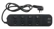 Jackson PT1814USB3A 4Port USB & 4 Switched Outlet SurgeProtect Powerboard Black