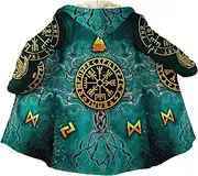 [YOROOW-OUTDOOR] Men Viking Yggdrasil Web of Wyrd Tattoo Hooded Coat, 3D Printed Valknut Winter Cashmere Cloak Cosplay Nordic Jacket