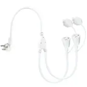 2FT Outdoor Power Extension Cord 2 Way Splitter - White Flat Wall Plug Short ...