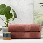 2pc Renee Taylor Stella Brick Bath Sheet/Towel 650 GSM Soft 160cm Bamboo Cotton
