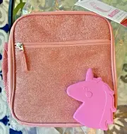 Pottery Barn LUNCH BOX BAG School Glitter+ Unicorn rainbow girl pink SET