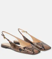 [Gianvito Rossi] Gianvito Rossi Borneo snake-print leather slingback flats AU 9 beige