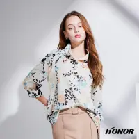 在飛比找momo購物網優惠-【HONOR 山形屋】渲染水墨紋半排釦前短後長襯衫