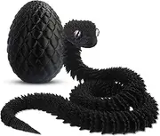 byojia 3D Printed Snake Toys, Snake Eggs with Flexible 3D Articulated Snake Inside, Eco-Friendly Fidget ADHD Snake Toys, 3D Printed Animals Perfect for Desk Pet (Black)