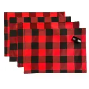 Set 4 ROBERT STANLEY Buffalo Check Placemats Black Red 18" x 13" Farmhouse NWT