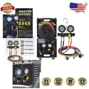 Comprehensive AC Manifold Gauge Set with 4 Hoses - Durable HVAC Diagnostic Tools