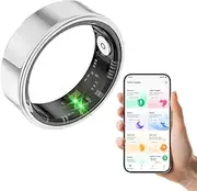 MERNEUO Smart Ring, Health and Fitness Tracker Smart Ring with Calories/Heart Rate/Blood Oxygen/Blood Pressure/Sleep Monitoring, IP68 Waterproof Ring for Pedometer Exercise (Silver, #9)