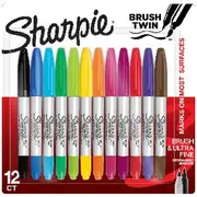 Sharpie Twin Brush Tip Permanent Markers 12 Pack Assorted
