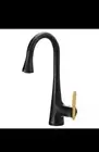 Moen S7235BL Sinema 1-Handle High Arc Pulldown Kitchen Faucet, Matte Black /Gold